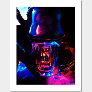 Neon Dark Alien Posters and Art